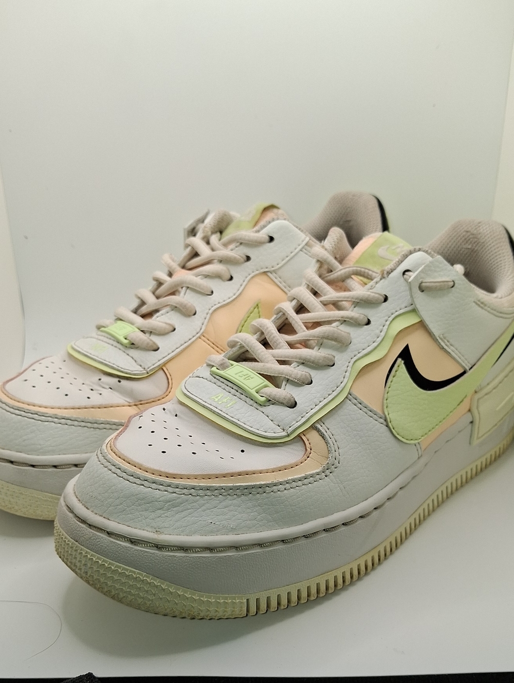 Nike Air Force 1 Shadow Low-Top Sneakers in Cream, Peach & Light Green